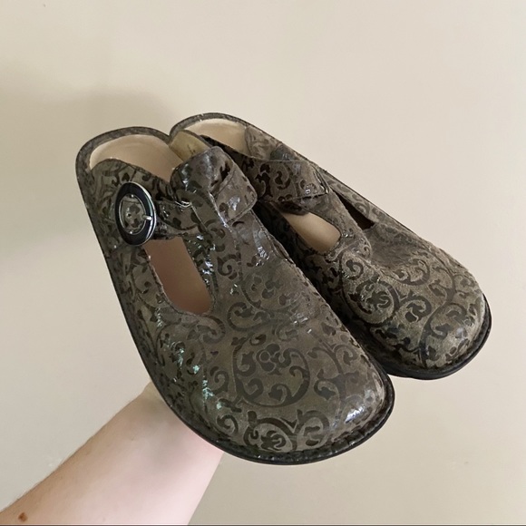 Alegria• tan brown black choco vine print Alg-922 size Eu 40 womens US 9.5/10 - Picture 2 of 9